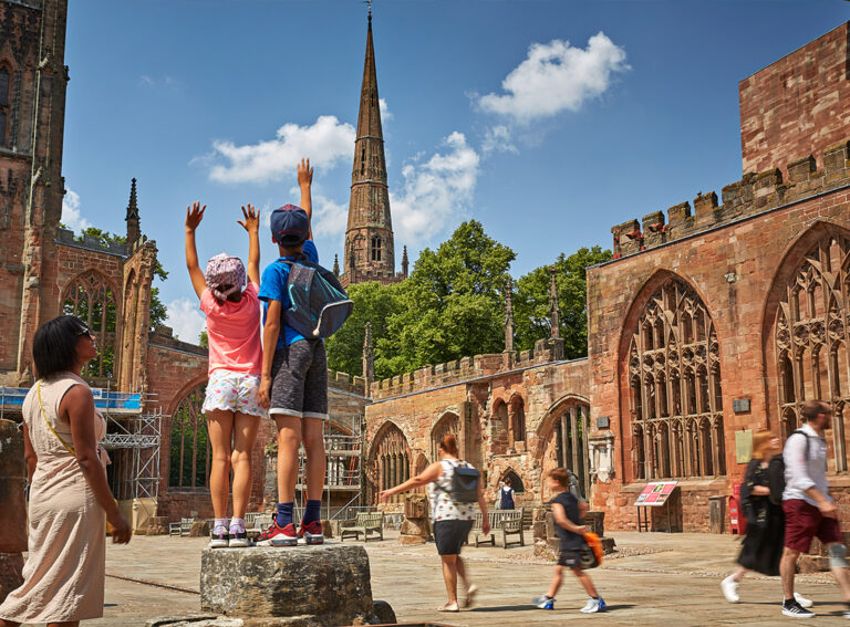 The historic landmark of Coventry Cathedral in the city centre, a short walk away from ONE FRIARGATE