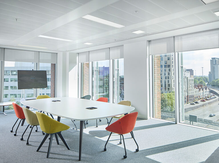 Meeting room within ONE FRIARGATE's 4th floor, overlooking Coventry ring road