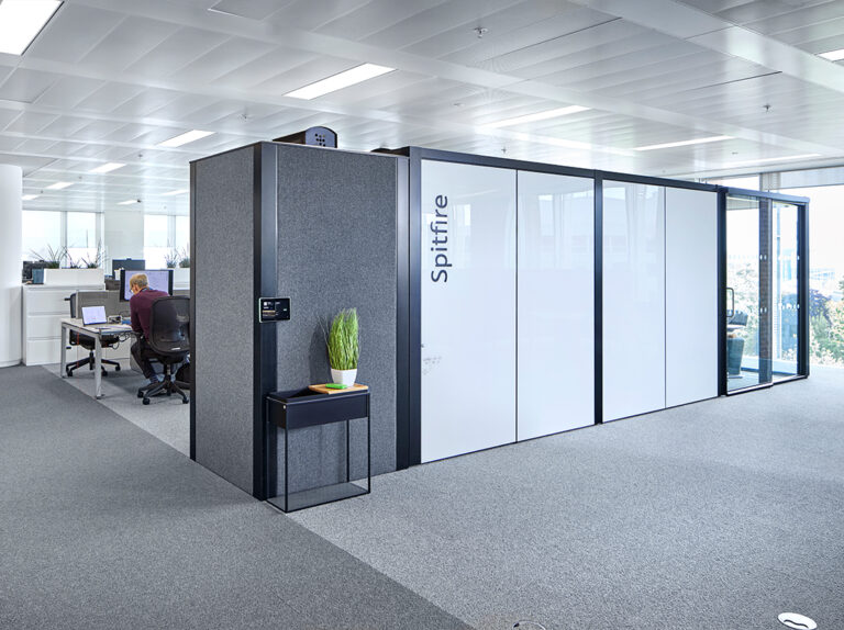 Small meeting pods and open plan office space within ONE FRIARGATE's 4th floor offices